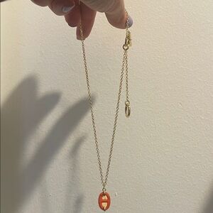 Gold Chain Necklace with Orange Pendant